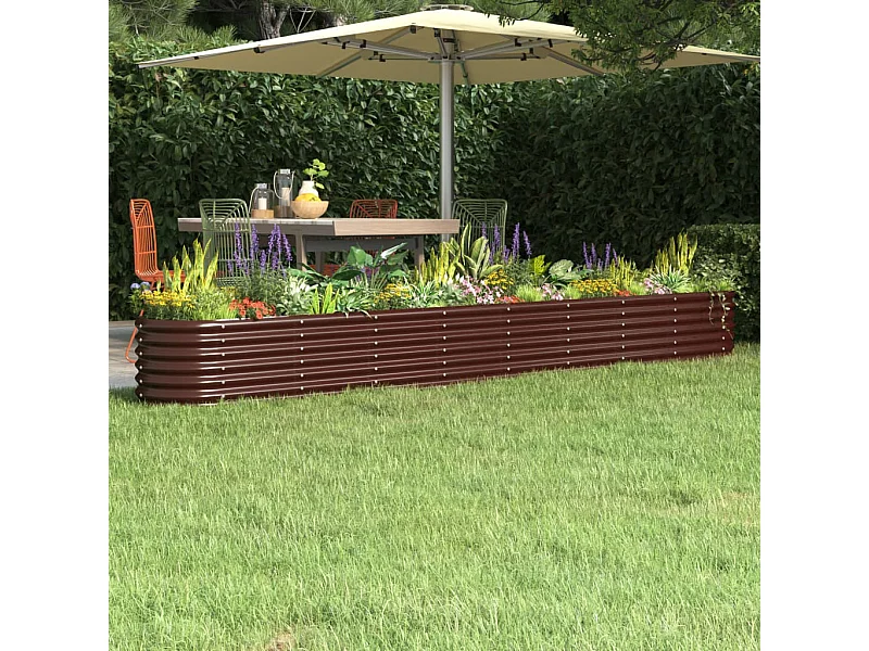 Lit surélevé de jardin Acier enduit de poudre marron