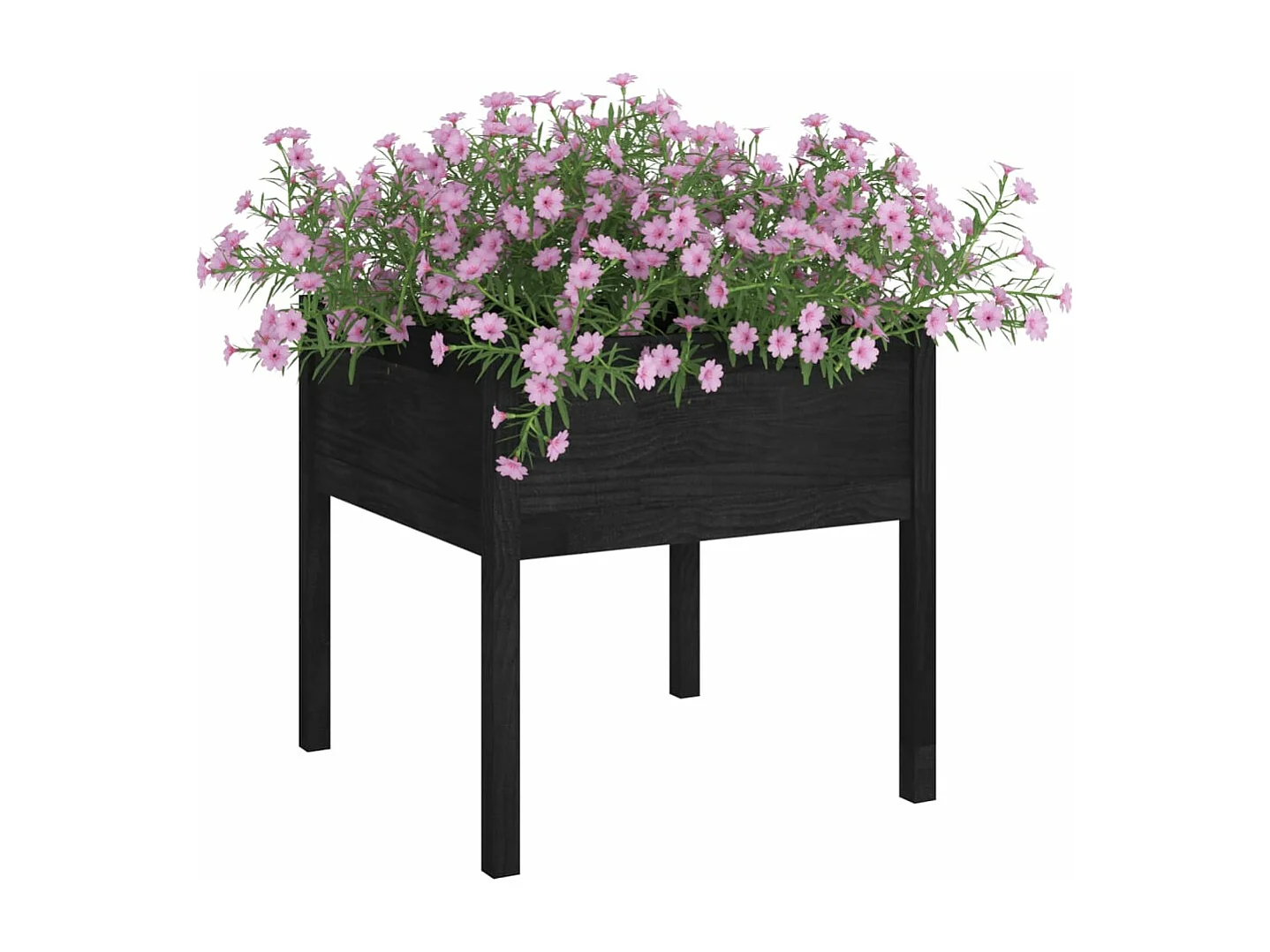 Jardinières 2 pièces Noir 70x70x70 cm Bois de pin massif