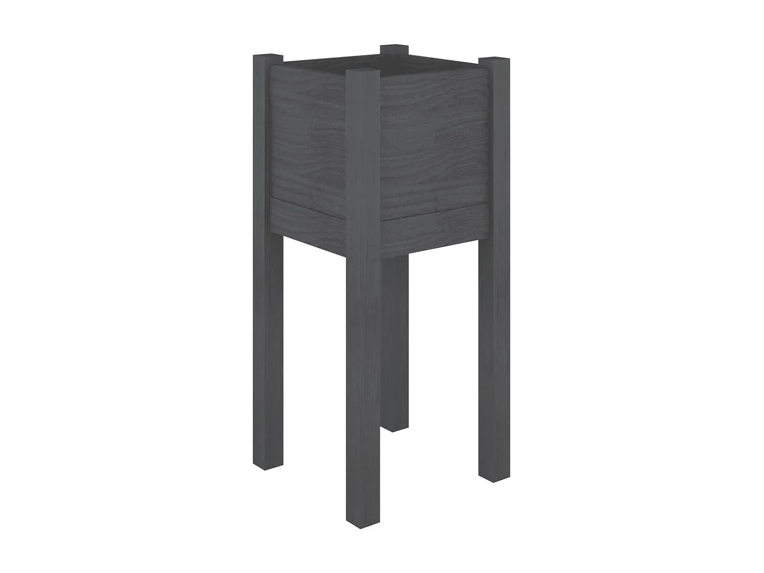 Jardinera de madera maciza de pino gris 31x31x70 cm