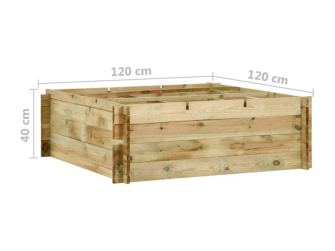 Canteiro elevado jardim 120x120x40 cm pinho impregnado