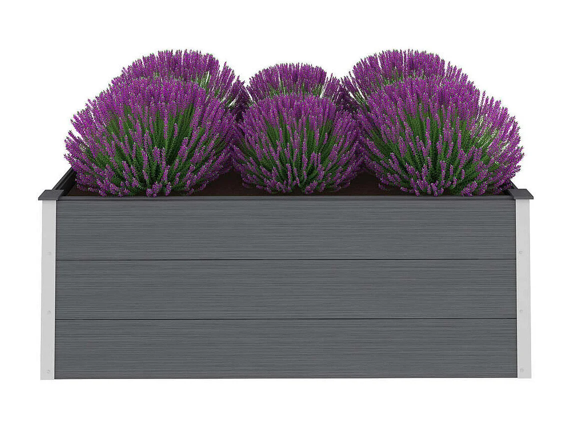 Canteiro elevado para jardim WPC 150x100x54 cm cinzento