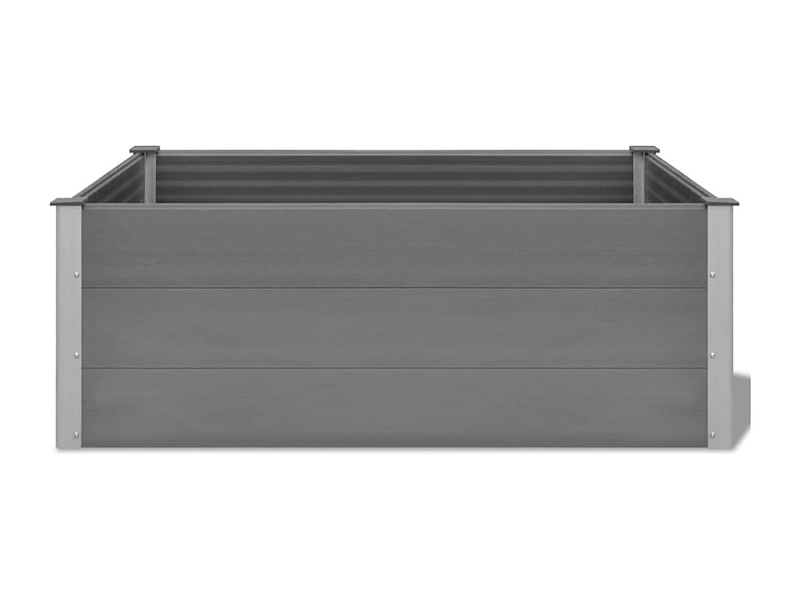 Canteiro elevado para jardim WPC 150x100x54 cm cinzento