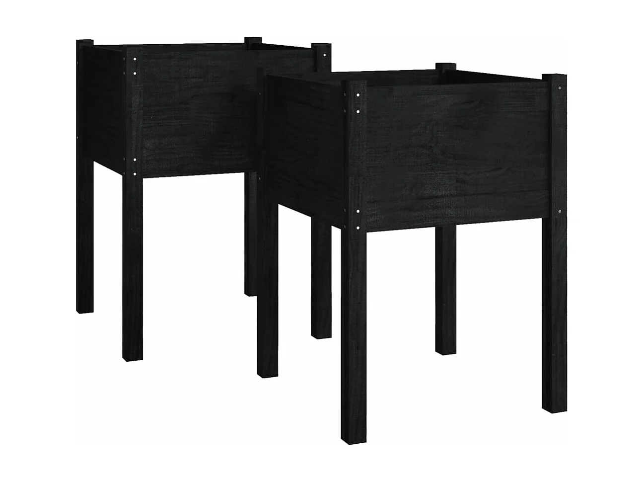 Jardinières 2 pièces Noir 50x50x70 cm Bois de pin massif