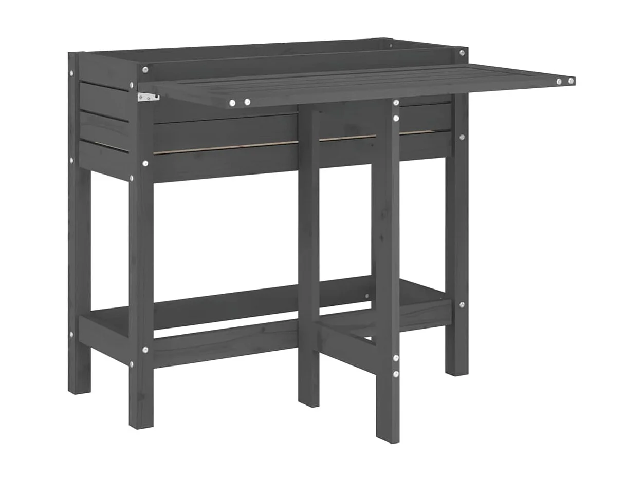 Jardinière de jardin avec dessus pliable gris bois pin massif