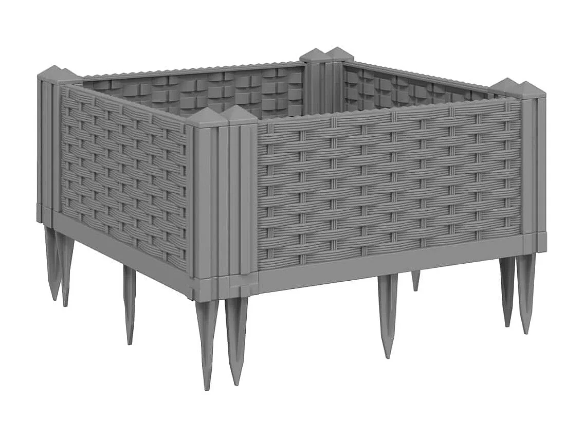 Vaso/floreira jardim c/ estacas 42,5x42,5x28,5cm PP cinza-claro