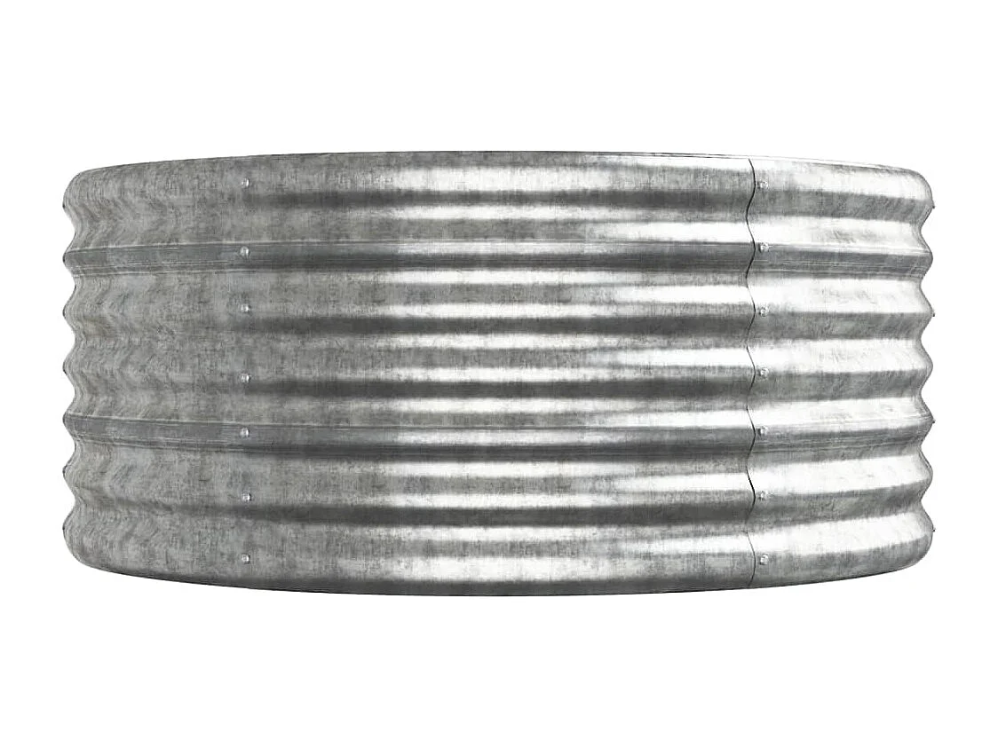 Canteiro elevado jardim 440x80x36cm aço revestido a pó prateado
