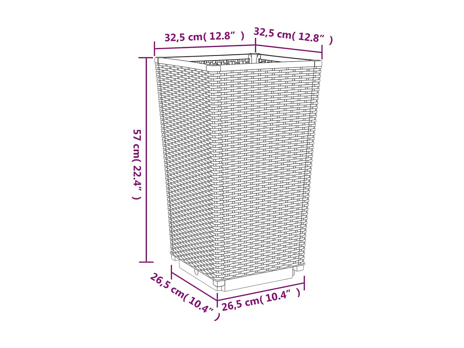 Jardinières 2 pièces gris 32,5x32,5x57 cm polypropylène