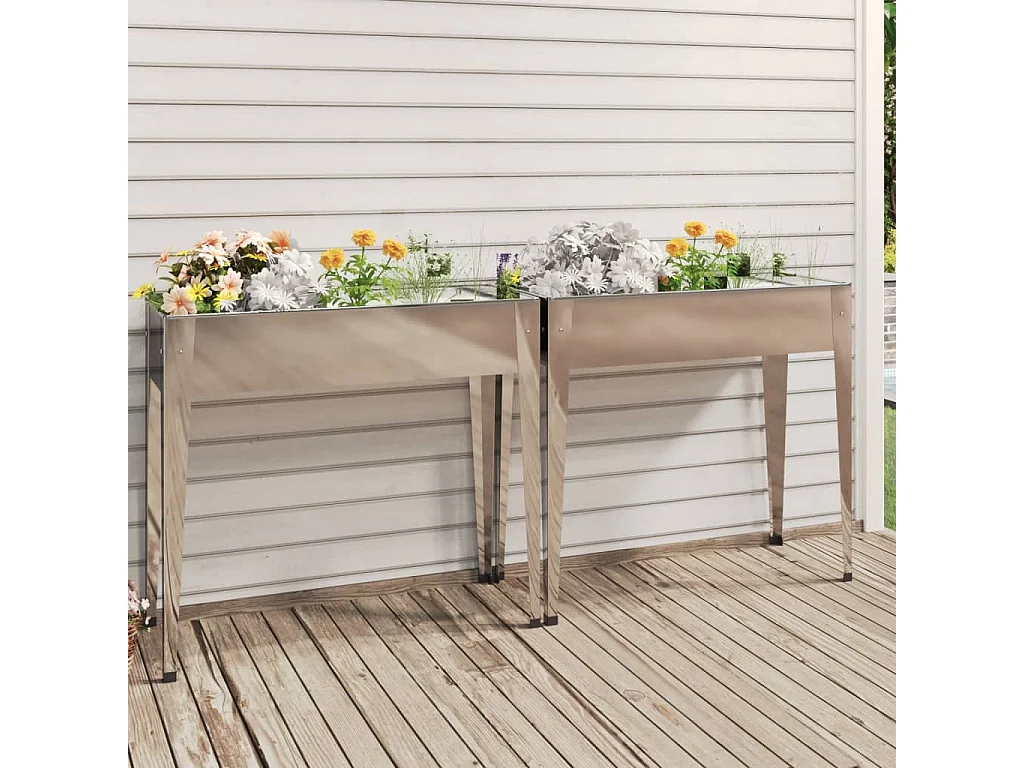 Vasos/floreiras de jardim 2 peças aço galvanizado