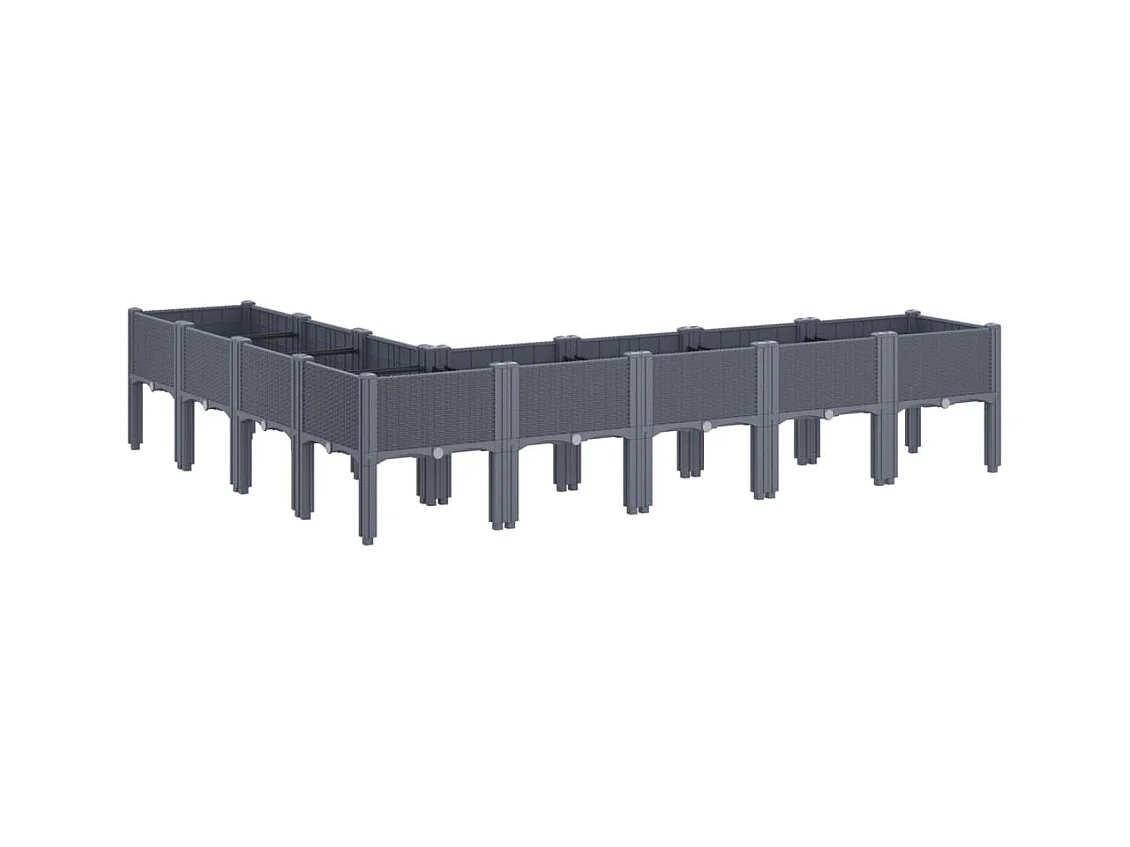Jardinera con patas PP gris 200x160x42 cm