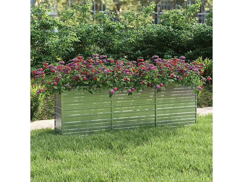 Canteiro elevado de jardim 240x40x77cm aço galvanizado prateado