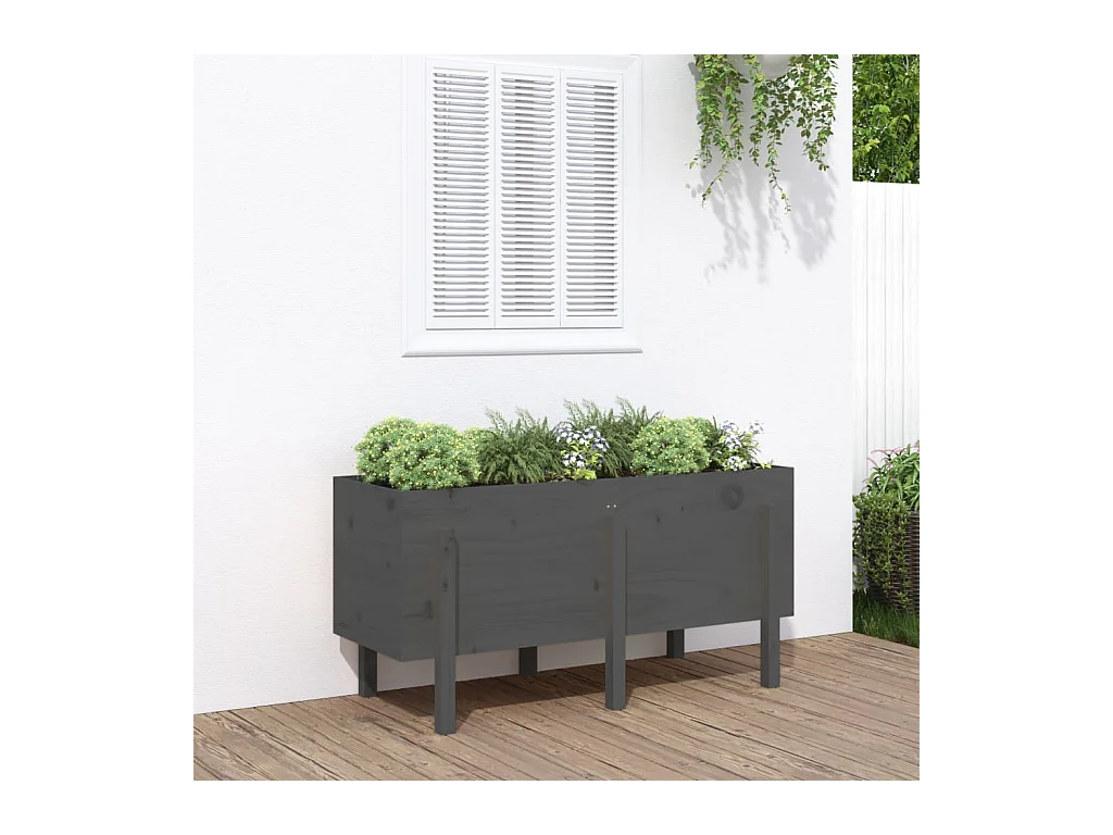 Lit surélevé de jardin gris 121x50x57 cm bois de pin massif