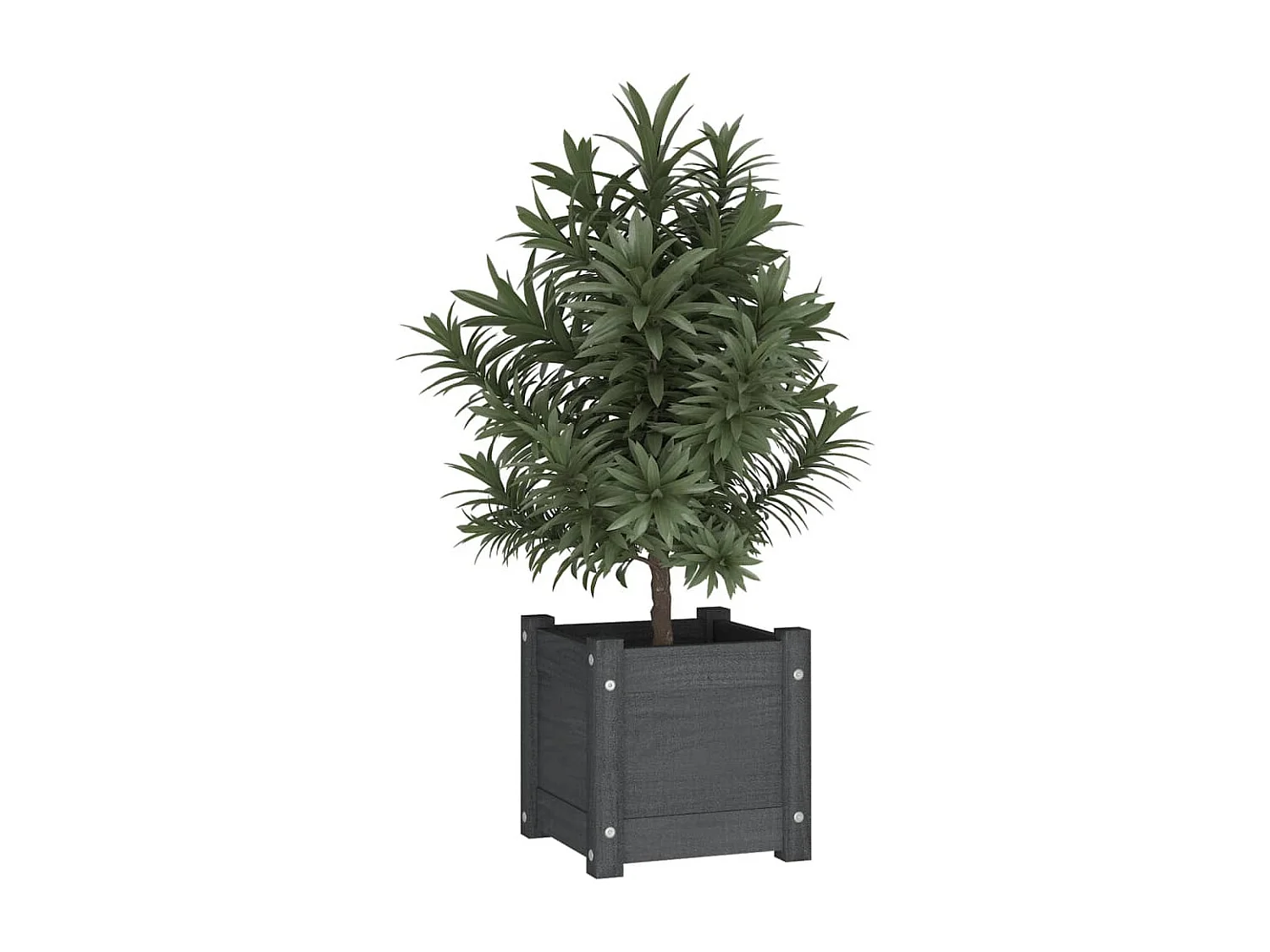 Vaso/floreira de jardim 31x31x31 cm pinho maciço cinzento