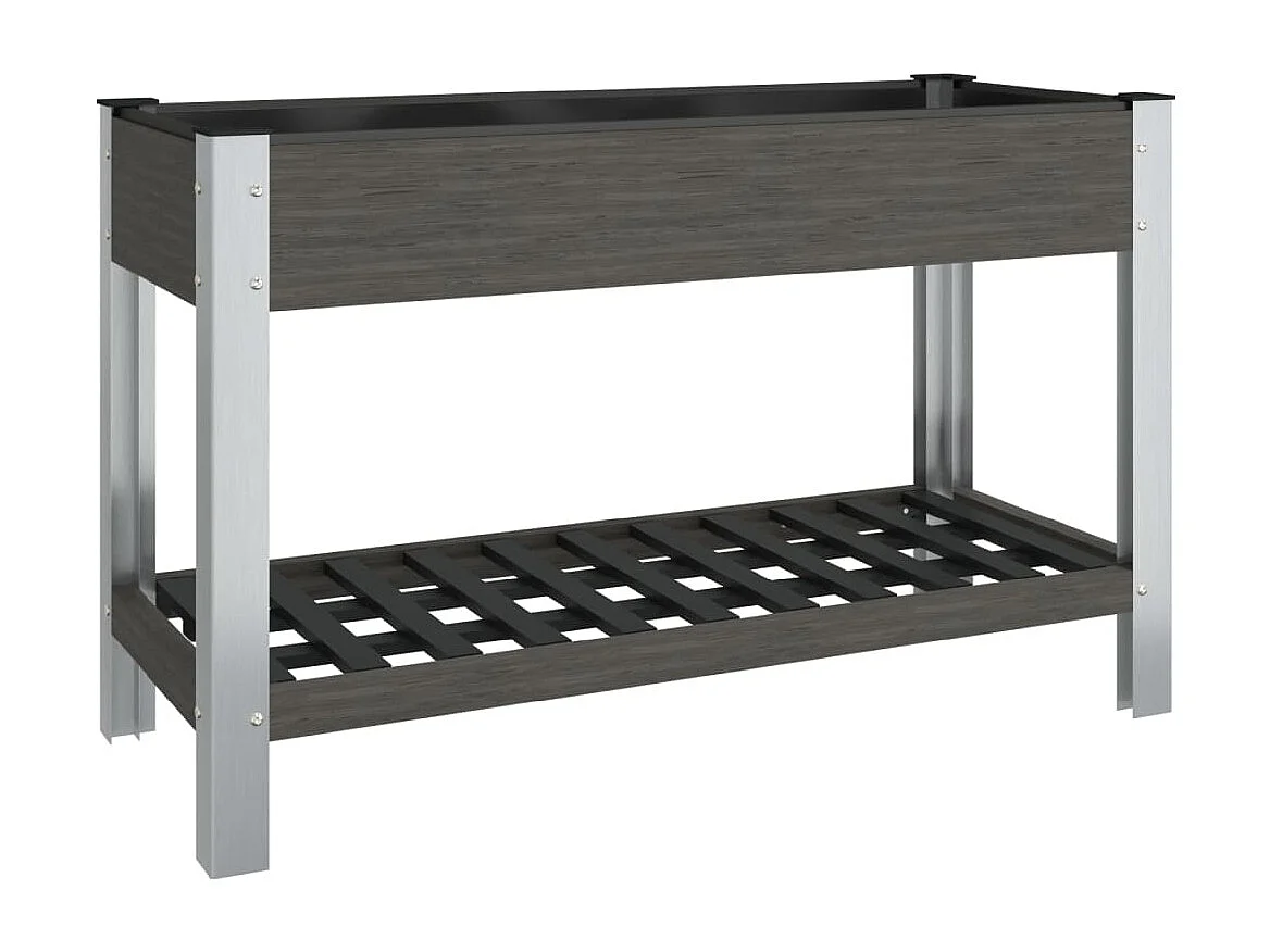 Canteiro elevado jardim c/ prateleira 120x50x75 cm WPC cinzento