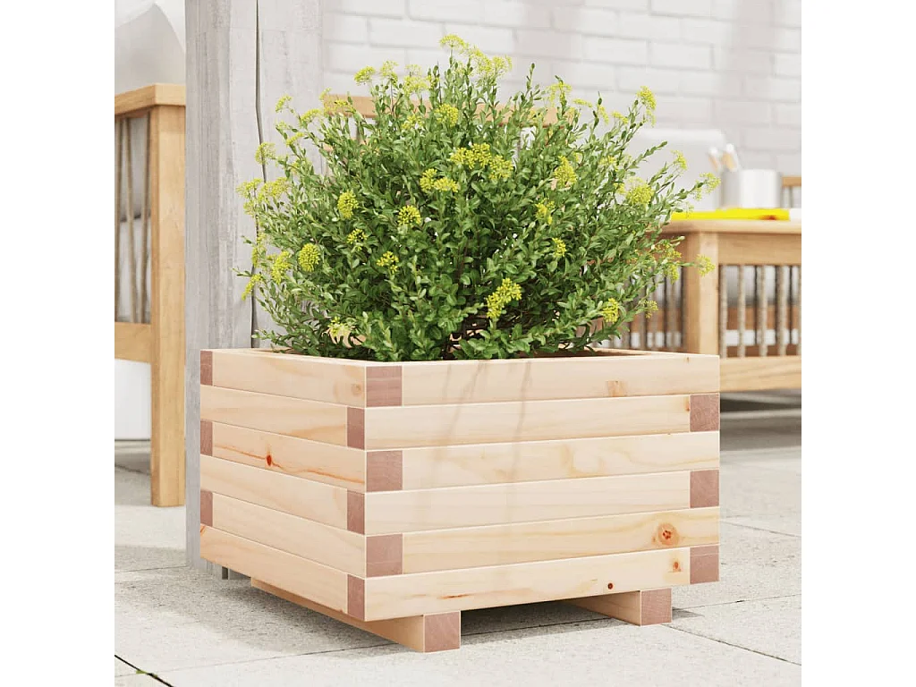 Jardinera de madera maciza de pino 40x40x26,5 cm
