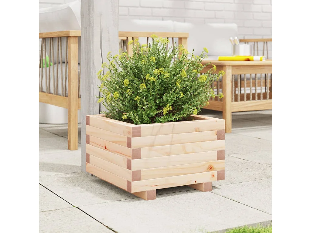 Jardinera de madera maciza de pino 40x40x26,5 cm