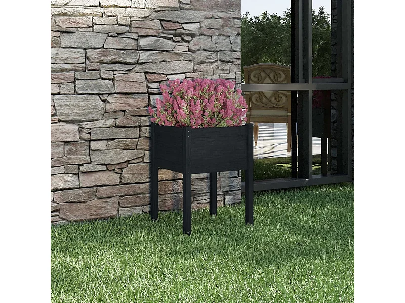 Vaso de jardim 50x50x70 cm madeira de pinho maciça preto