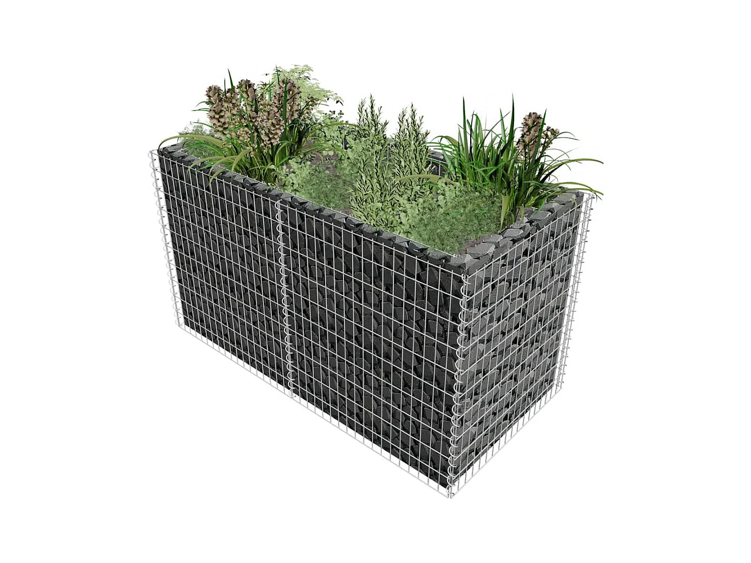 Lit surélevé à gabion Acier 180 x 90 x 100 cm Argenté