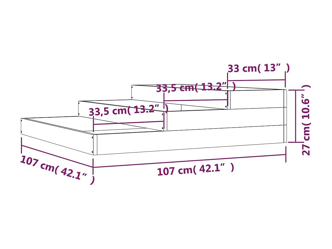 Jardinera de madera maciza de abeto douglas 107x107x27 cm