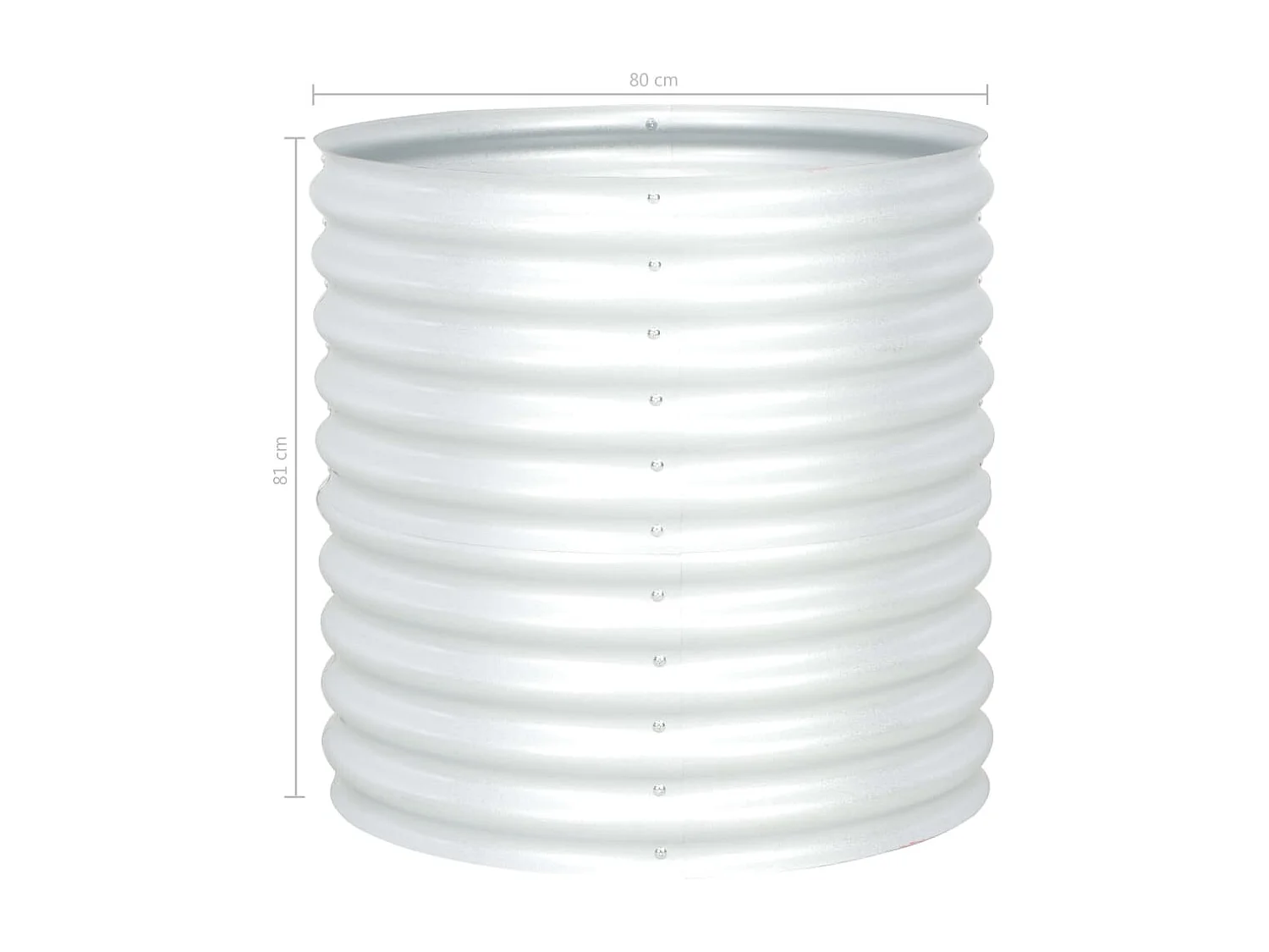 Canteiro/vaso elevado aço galvanizado 80x80x81 cm prateado