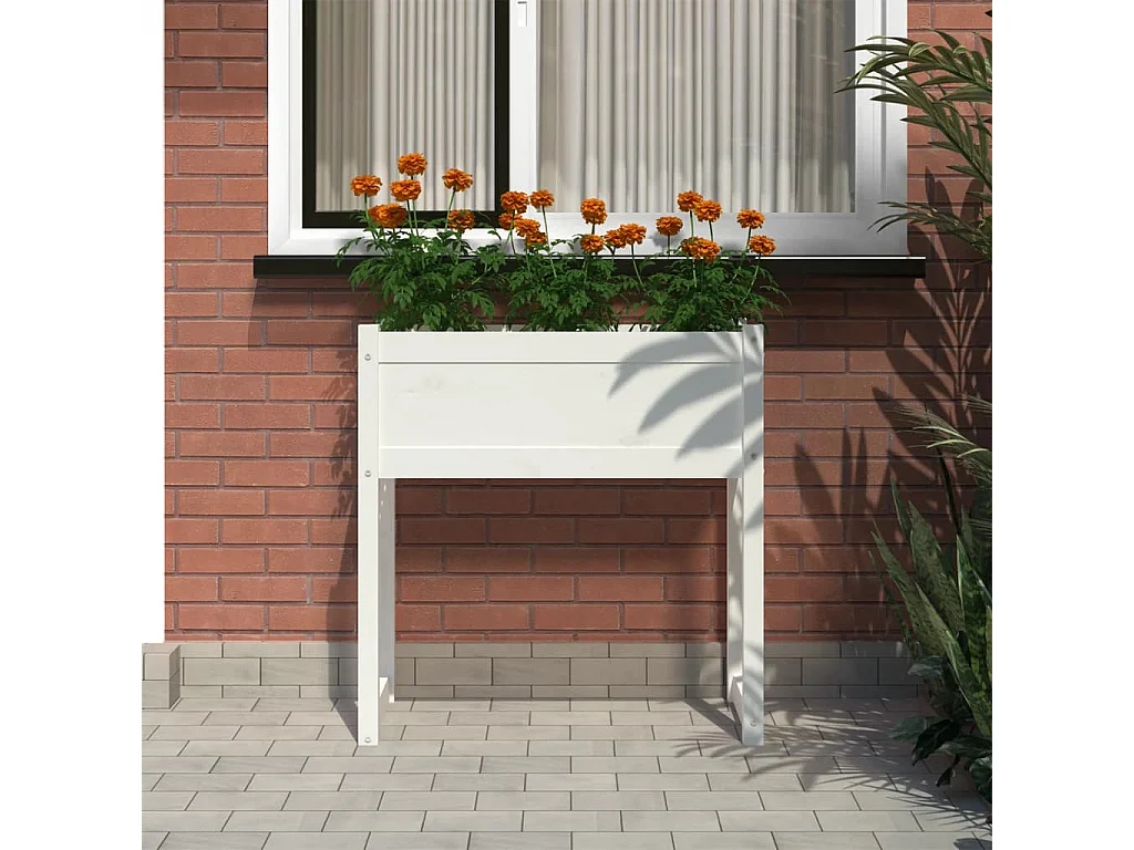 Jardinera madera maciza de pino blanco 78x40x81 cm