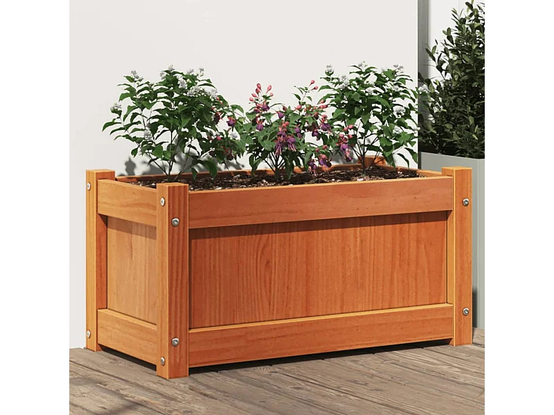 Vaso/floreira de jardim 60x31x31 cm pinho maciço castanho cera