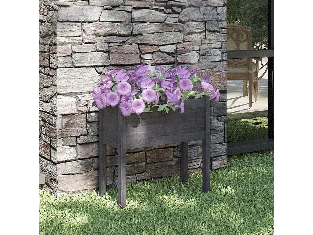 Jardinière Gris 70x31x70 cm Bois de pin massif