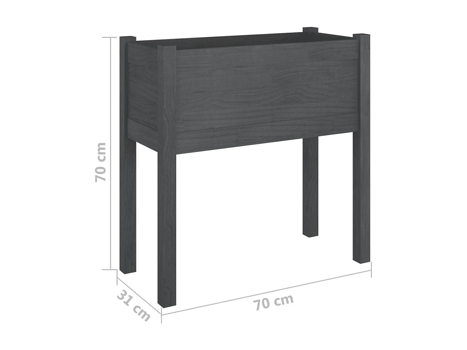 Jardinière Gris 70x31x70 cm Bois de pin massif