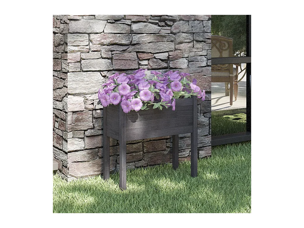 Jardinière Gris 70x31x70 cm Bois de pin massif