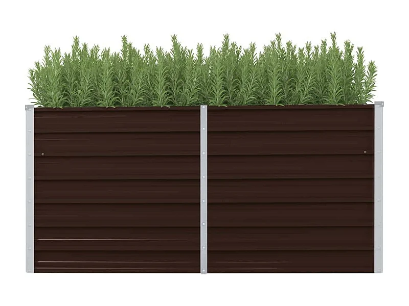 Canteiro elevado de jardim aço galvanizado 160x40x77cm castanho