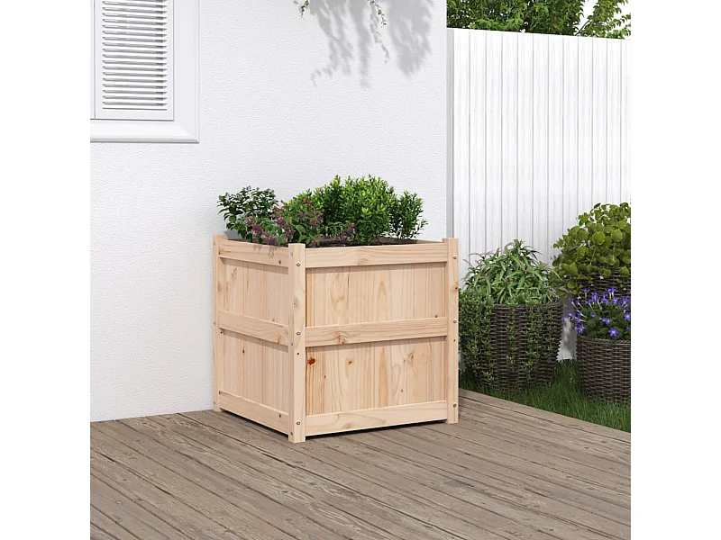 Jardinera de madera maciza de pino 60x60x60 cm
