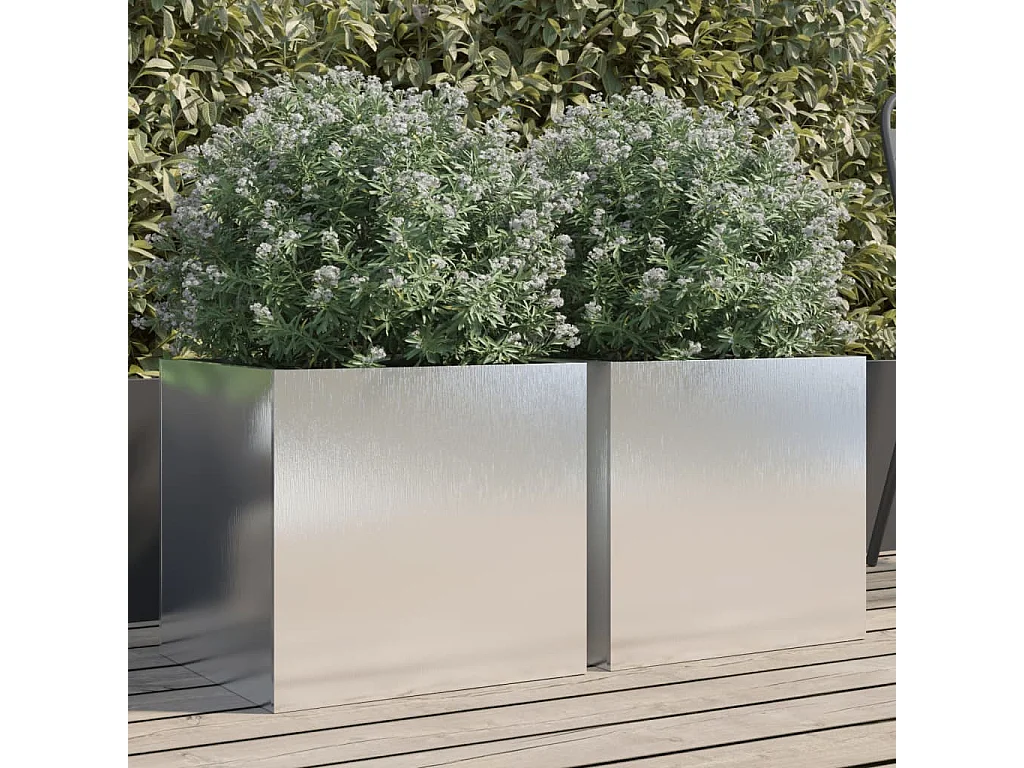 Jardineras 2 unidades acero inoxidable plateado 42x40x39 cm
