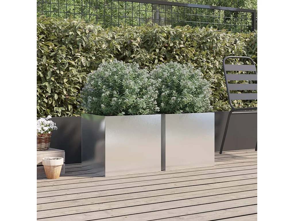 Jardineras 2 unidades acero inoxidable plateado 42x40x39 cm