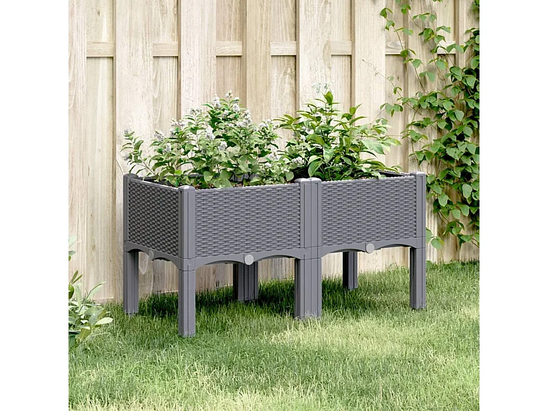 Jardinière avec pieds gris 80x40x42 cm PP