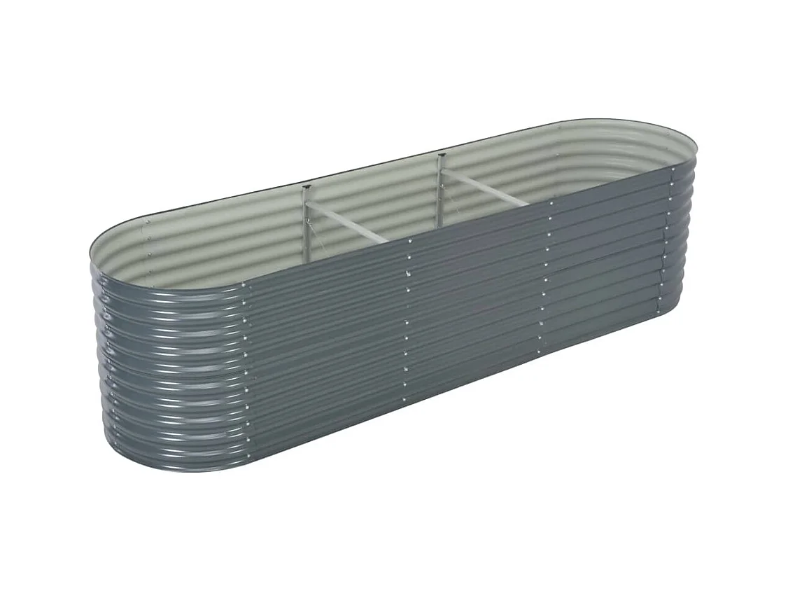 Canteiro elevado de jardim aço galvanizado 320x80x81cm cinzento