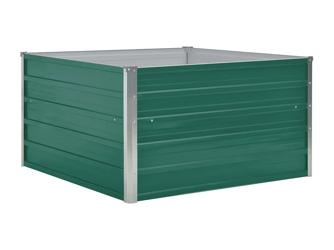 Canteiro jardim elevado 100x100x45 cm aço galvanizado verde