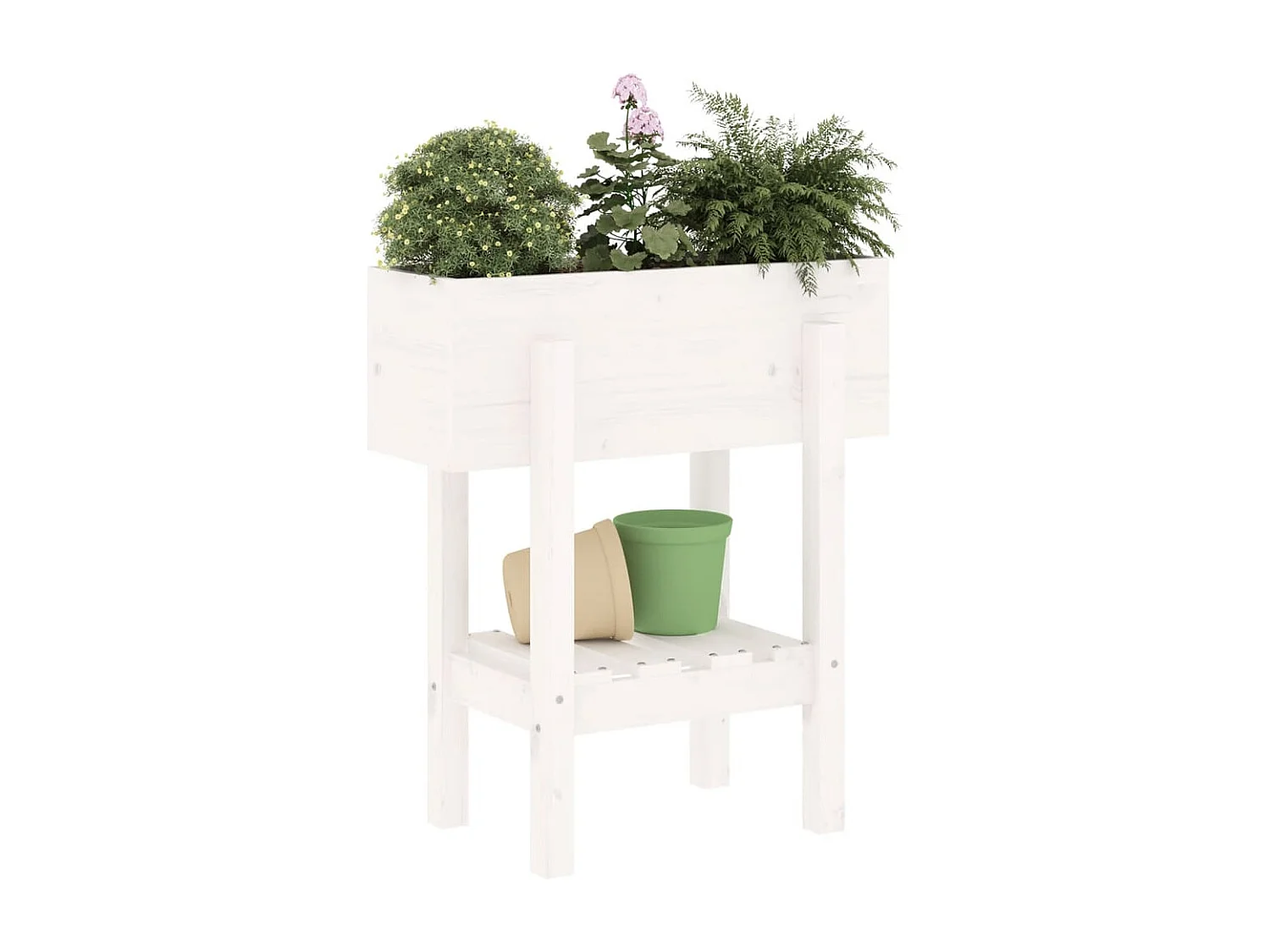 Jardinera madera maciza de pino blanco 62x30x69 cm