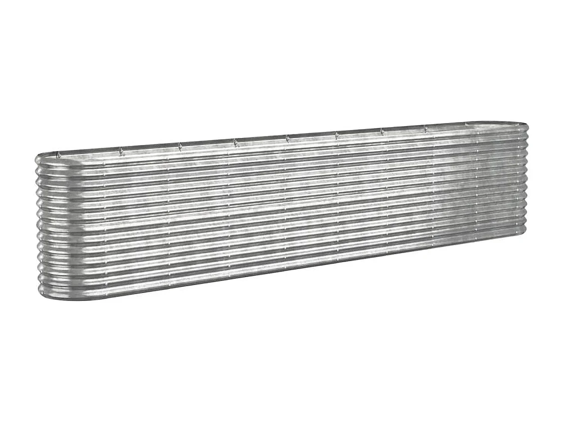 Canteiro elevado jardim 332x40x68cm aço revestido a pó prateado