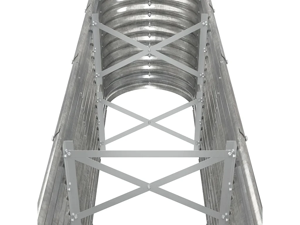 Canteiro elevado jardim 332x40x68cm aço revestido a pó prateado