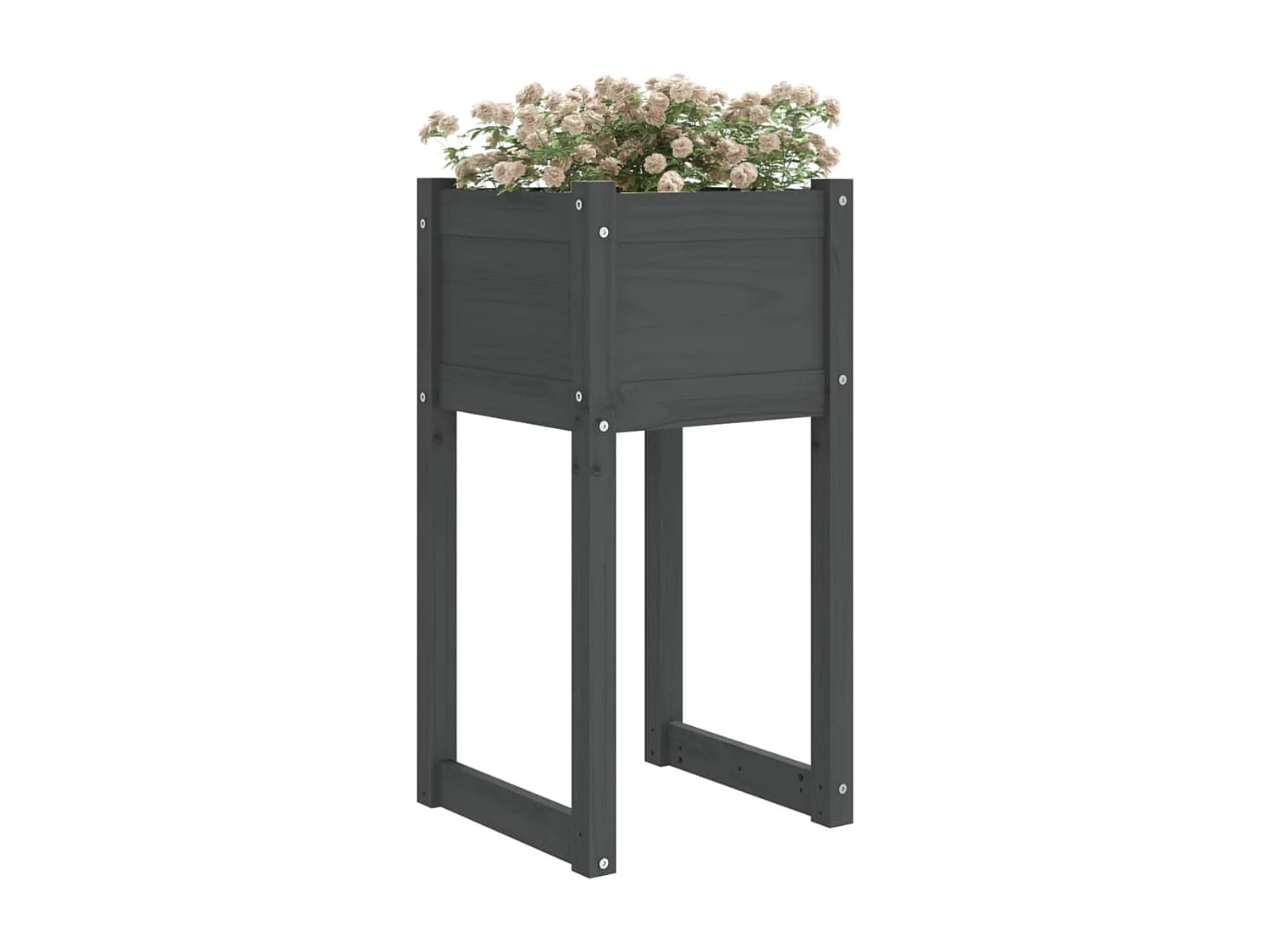 Jardinières 2 pièces Gris 40x40x81 cm Bois massif de pin