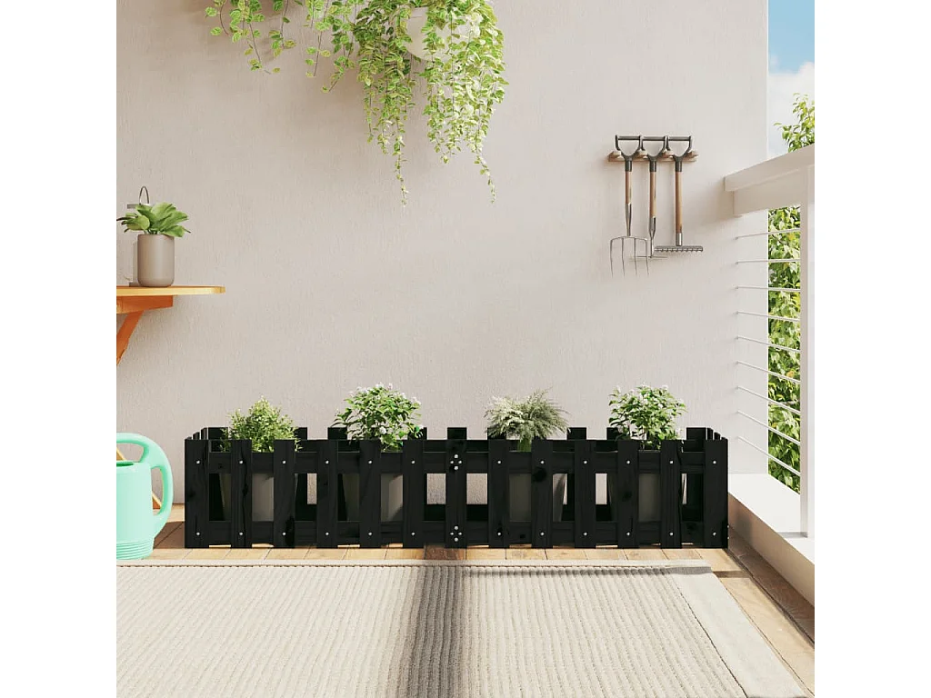 Lit surélevé de jardin design de clôture 150x30x30cm pin massif