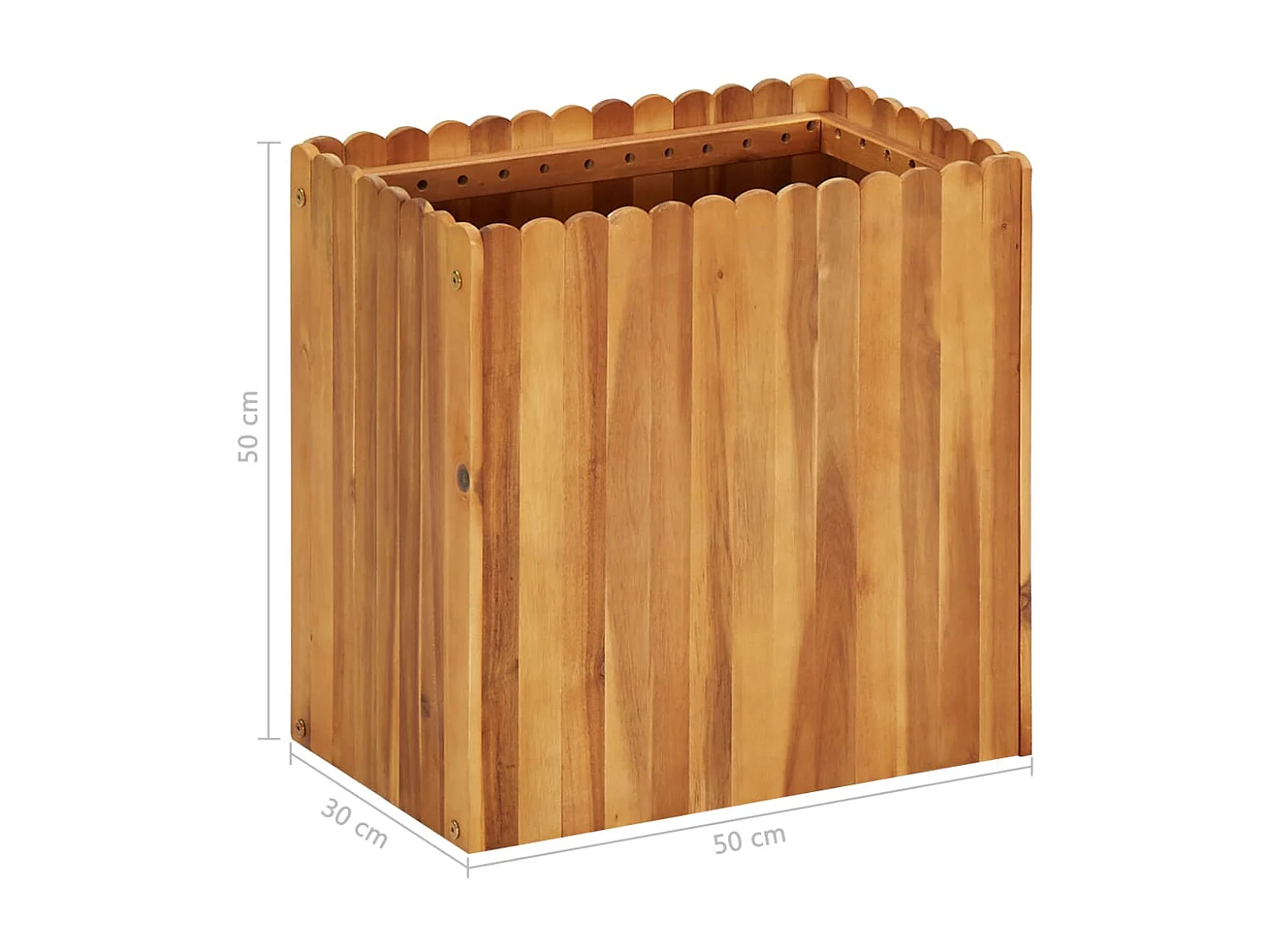 Arriate de madera maciza de acacia 50x30x50 cm