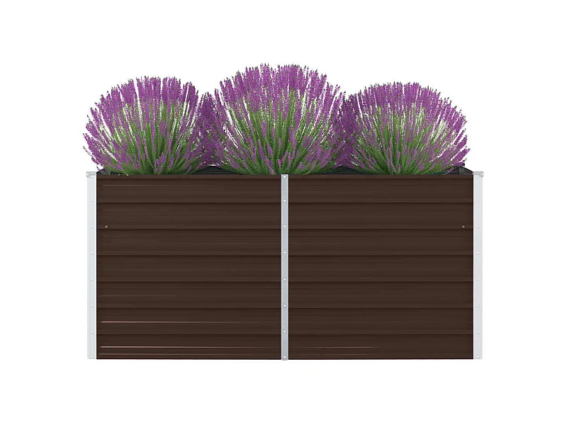 Jardinera elevada de acero galvanizado marrón 160x80x45 cm