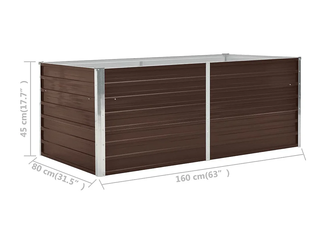 Jardinière 160 x 80 x 45 cm Acier galvanisé Marron