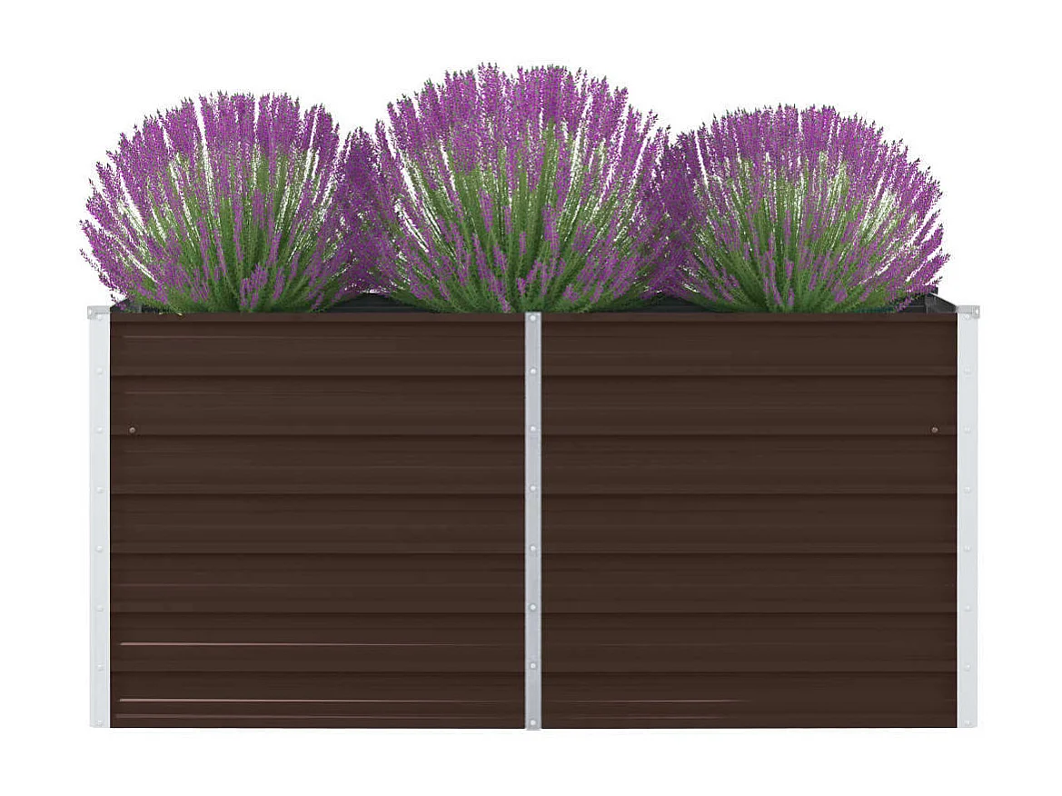 Jardinera elevada de acero galvanizado marrón 160x80x45 cm