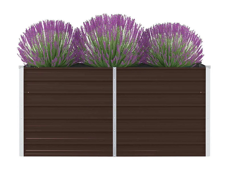 Canteiro de jardim elevado 160x80x45cm aço galvanizado castanho