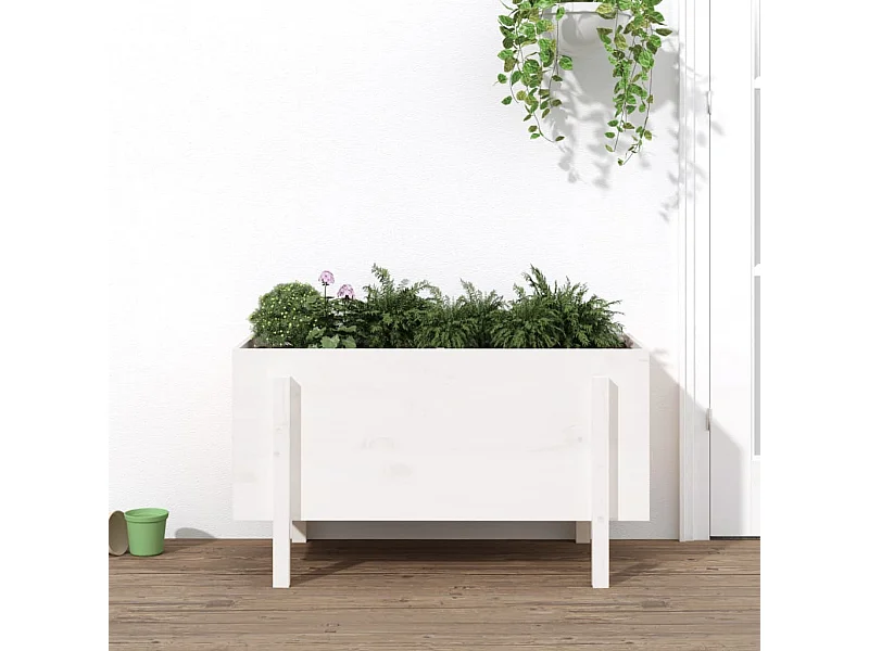 Arriate elevado de jardín madera maciza pino blanco 101x50x57cm