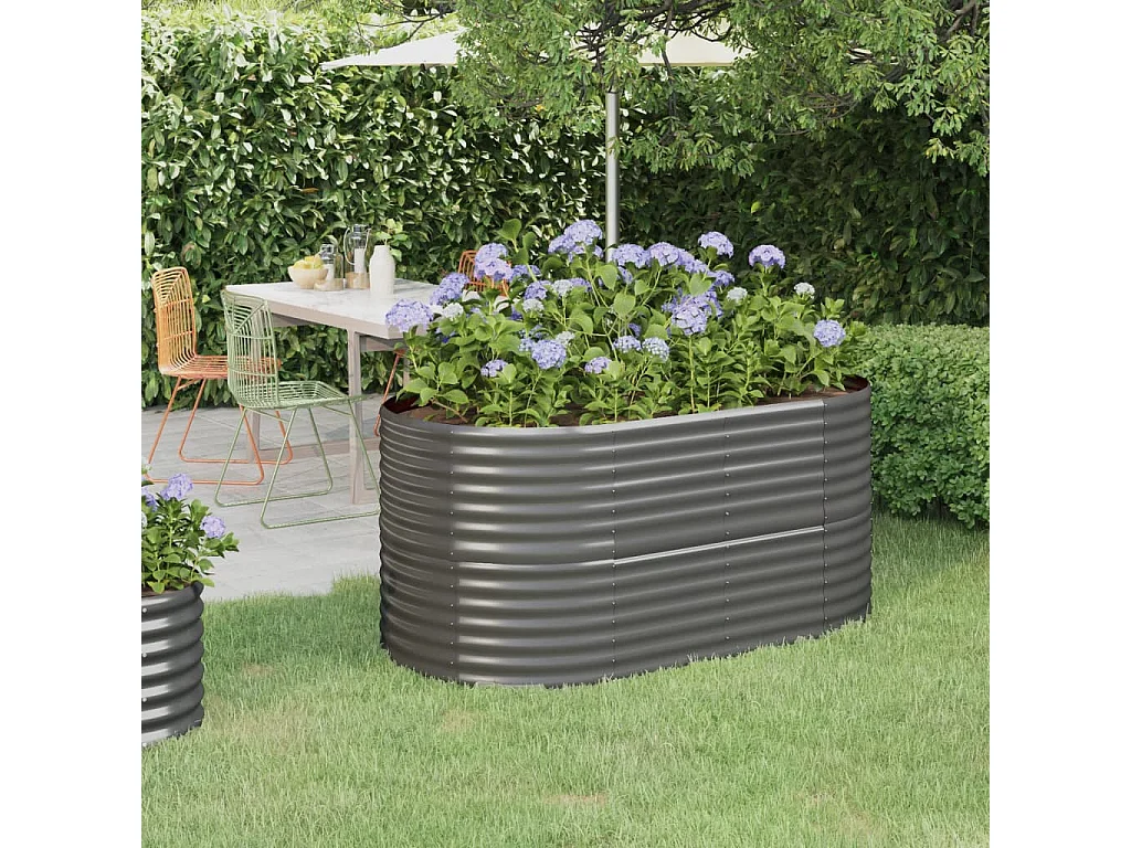 Lit surélevé de jardin Acier enduit de poudre 152x80x68 cm gris