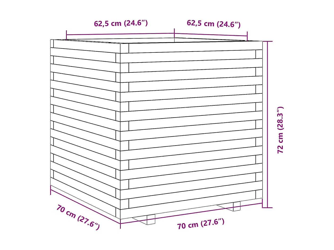 Jardinière 70x70x72 cm bois de pin imprégné