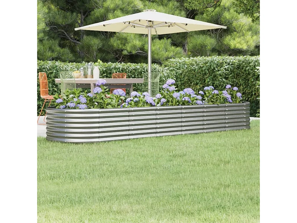 Lit surélevé de jardin Acier enduit de poudre Argenté