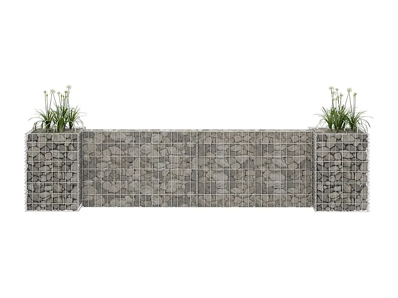 Jardinière à gabion en H Fil d'acier 260x40x60 cm